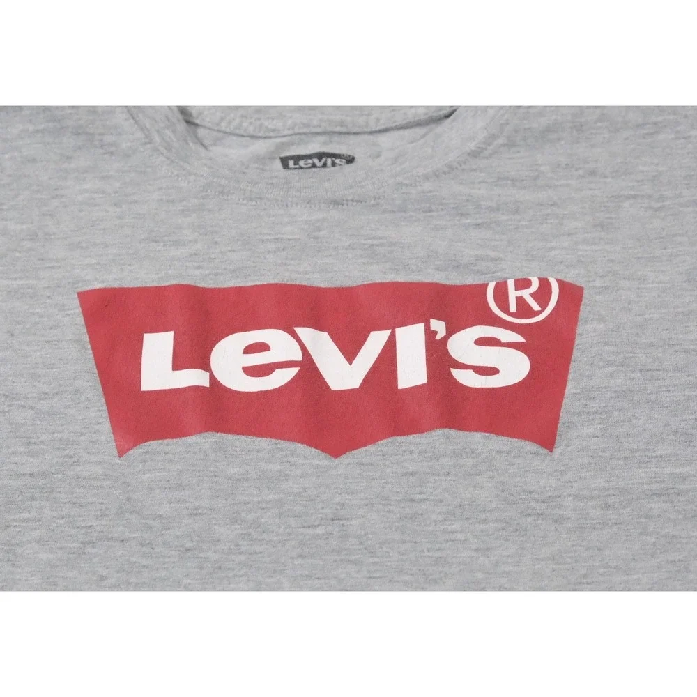 Levi's T-Shirt‎ Boys XL Gray Batwing Logo Graphic Tee Short Sleeve Cotton Blend